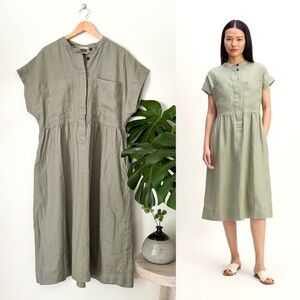 EVERLANE The Craft Dress 100% Linen Sage Green Size XL European Flax $148 MSRP